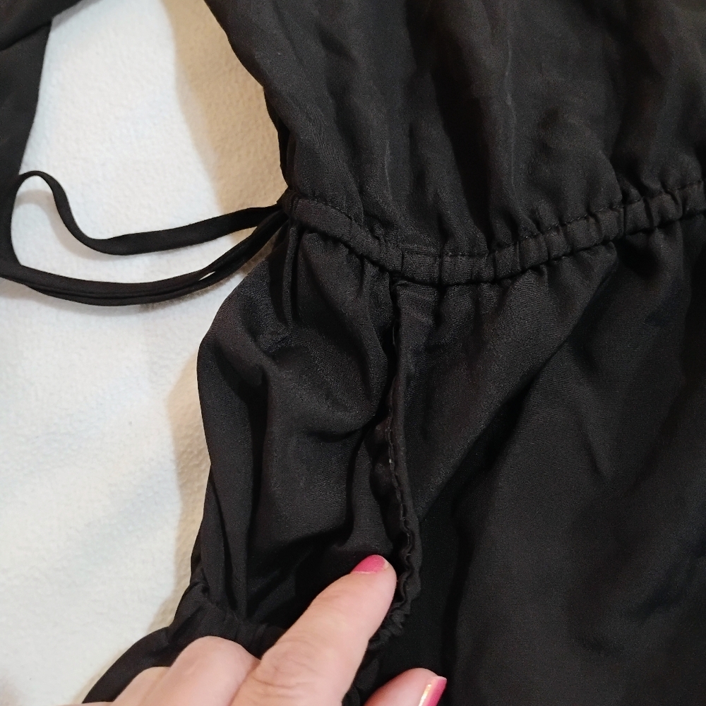 Xhilaration Black Long Sleeve Cinched Waist Dress - Picture 5 of 13